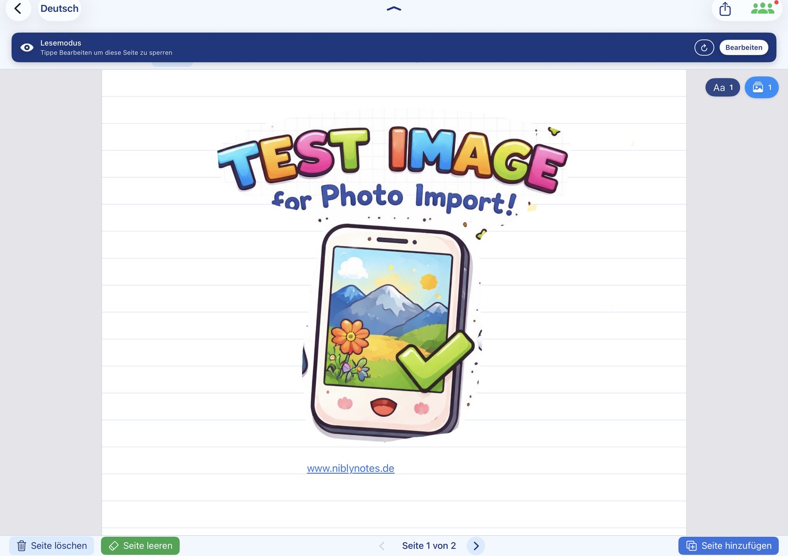 Shared notebook in read mode with the note "Tap Edit to lock this page"